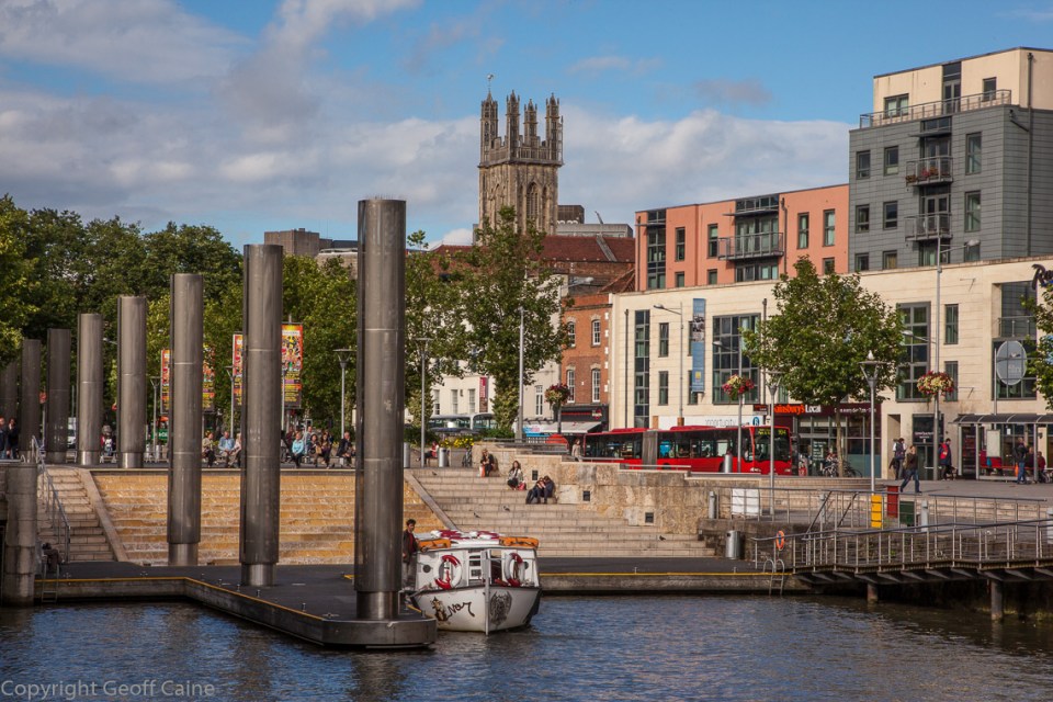 Water feature at Centre Promenade leading north from the end of St Augustine's Reach. A favourite spot to take a seat and watch or take a boat trip.