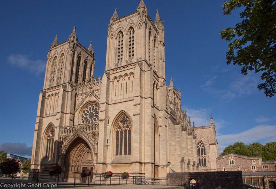 The towering cathedral close up.