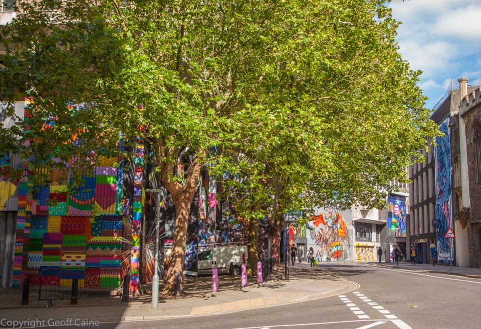 Nondescript Nelson Street transformed by street artists from around the world - the See No Evil project.