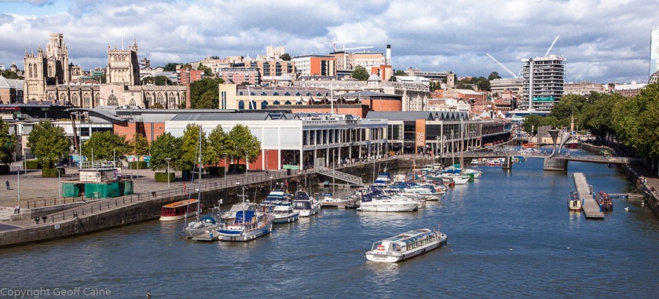 A closer look at St Augustine's Reach showing some of the restaurant/bars on the left bank. ZA ZA Bazaar is in the middle distance. The splendid cathedral on the left seems to keep a watchful eye over current day indulgence.